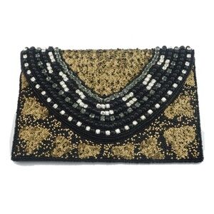 Stunning Hand Beaded Black Clutch